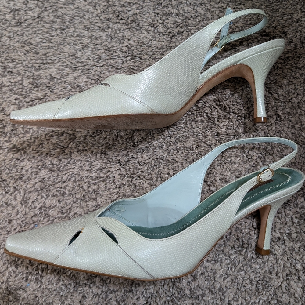 ANTONIO MELANI Cream Slingback Heels - Picture 2 of 5